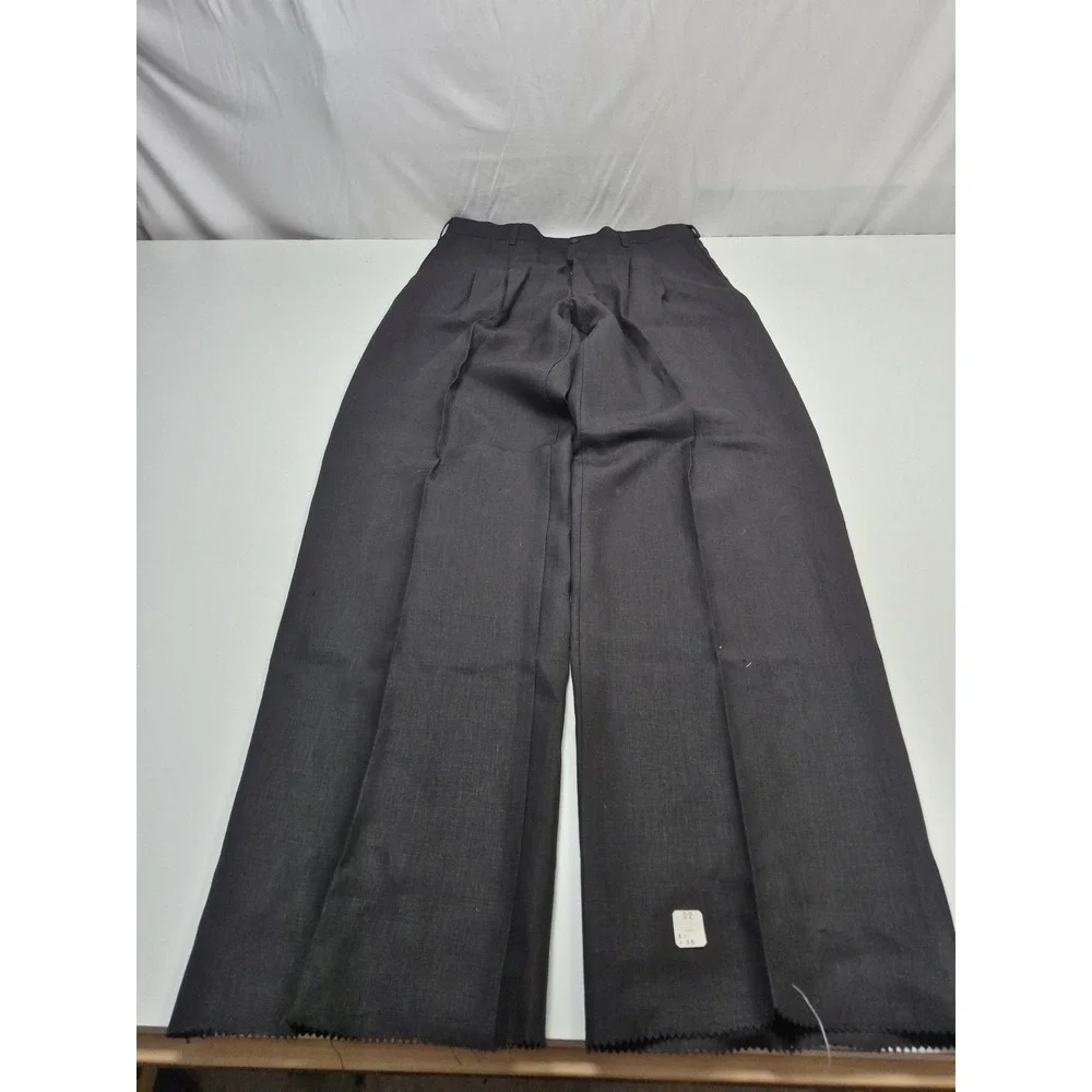 VTG Millenia Suit Mens L Black 100% Linen 2 Piece 36x36 USA NWT Unhemmed Summer